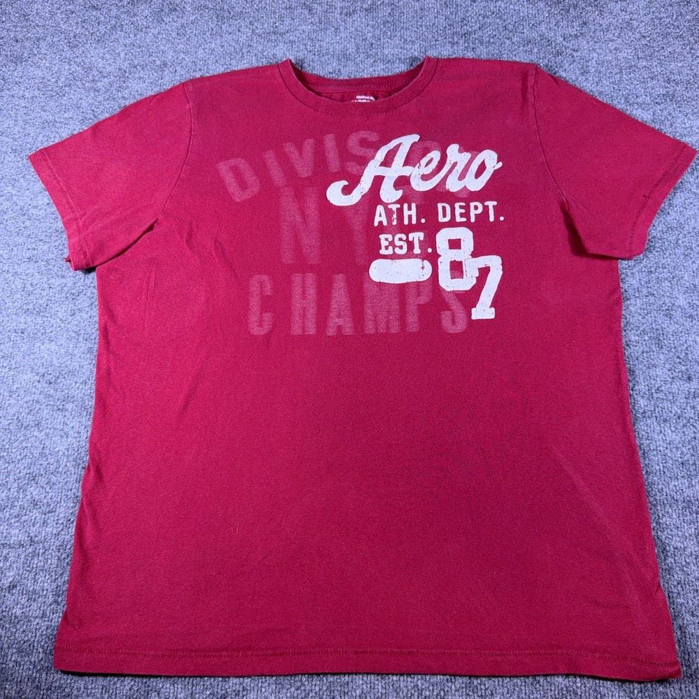 Aeropostale Mens XXL Red Graphic T-Shirt Aero Ath Dept Est 87 Cotton Tee